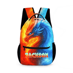 Fire and Ice Dragons Backpack – Unique Fantasy Design - Personalized Name - OLESA