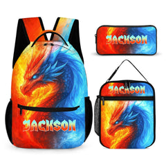 Fire and Ice Dragons Backpack – Unique Fantasy Design - Personalized Name - OLESA
