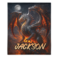 Flame Dragon Custom Blanket - Personalized Name Soft Flannel Blanket - Gift for Dragon Enthusiasts - OLESA
