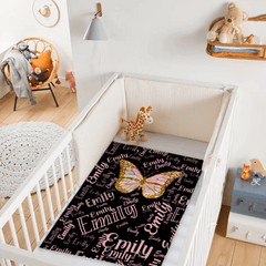 Flashing Butterfly Custom Blanket - Personalized Name And Color - Exquisite Gift for Butterfly Lovers - OLESA