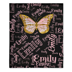 Flashing Butterfly Custom Blanket - Personalized Name And Color - Exquisite Gift for Butterfly Lovers - OLESA