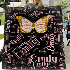 Flashing Butterfly Custom Blanket - Personalized Name And Color - Exquisite Gift for Butterfly Lovers - OLESA