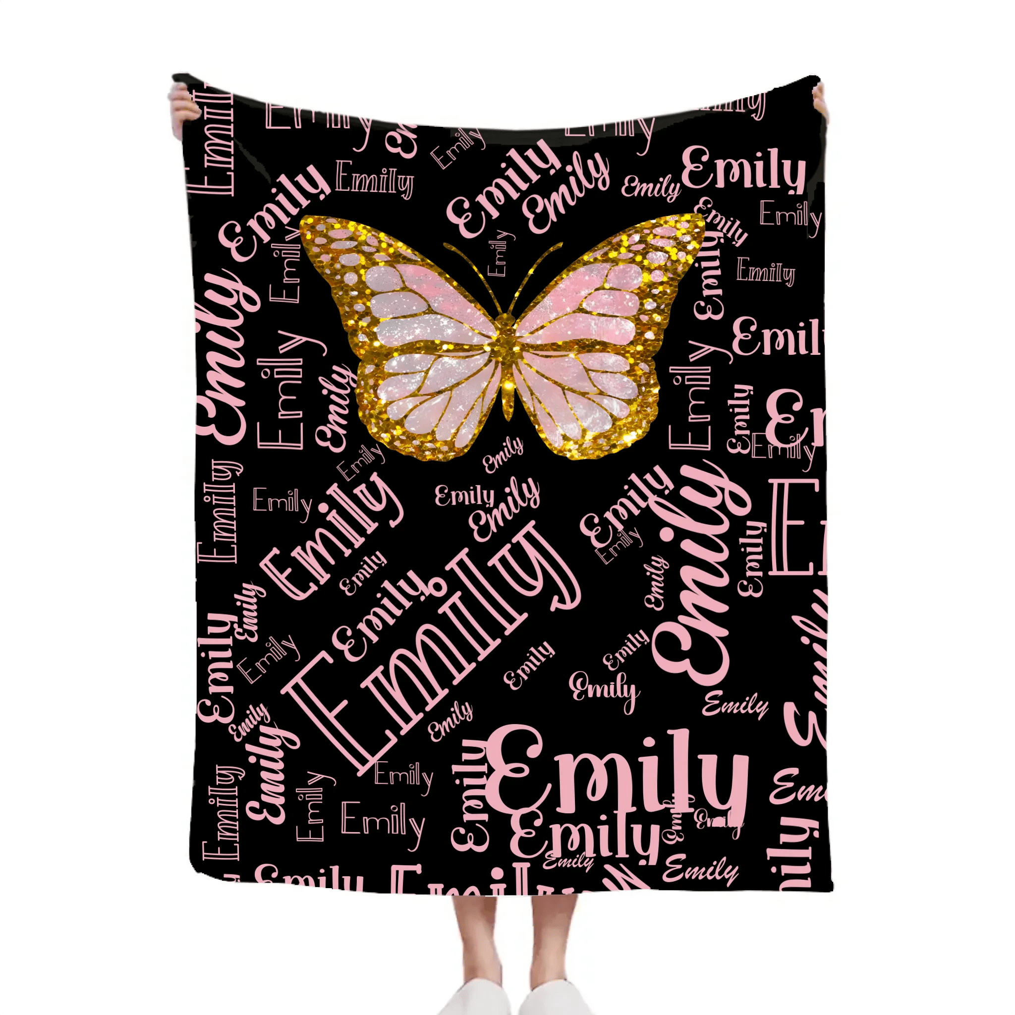 Flashing Butterfly Custom Blanket - Personalized Name And Color - Exquisite Gift for Butterfly Lovers - OLESA