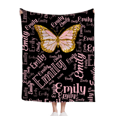 Flashing Butterfly Custom Blanket - Personalized Name And Color - Exquisite Gift for Butterfly Lovers - OLESA