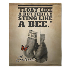 🥊Float Like A Butterfly Sting Like A Bee - Personalized Name Blanket - Boxing Enthusiast Gift - OLESA
