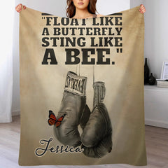 🥊Float Like A Butterfly Sting Like A Bee - Personalized Name Blanket - Boxing Enthusiast Gift - OLESA