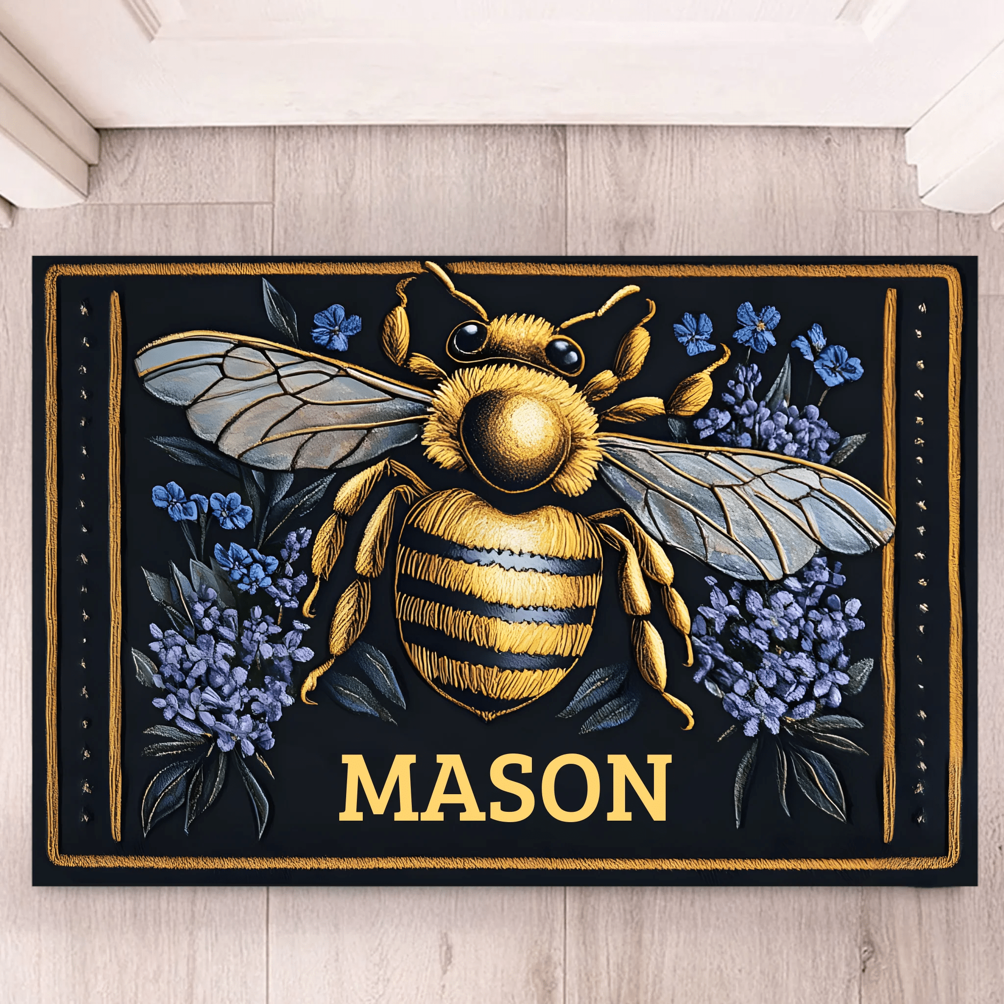 🐝Flower Bee Customized Floor Mat - Personalized Name Door Mat - OLESA