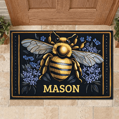 🐝Flower Bee Customized Floor Mat - Personalized Name Door Mat - OLESA