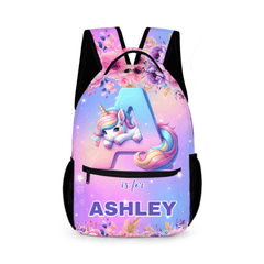 Flower Unicorn Custom Backpack - Personalized Initial and Name - Fashionable Items - OLESA