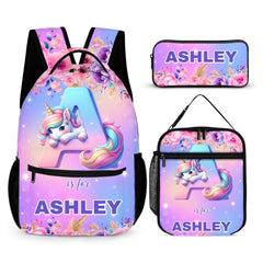 Flower Unicorn Custom Backpack - Personalized Initial and Name - Fashionable Items - OLESA