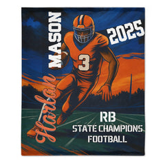 Football blanket with Name and Number, Football Blanket, Football Lover Blanket, Blanket for Football Fan, Football Player Gifts - OLESA