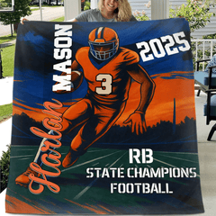 Football blanket with Name and Number, Football Blanket, Football Lover Blanket, Blanket for Football Fan, Football Player Gifts - OLESA