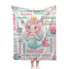 Free shipping✈️Custom Mermaid Blanket With Baby Names For Boys And Girls - OLESA