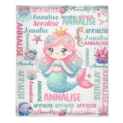 Free shipping✈️Custom Mermaid Blanket With Baby Names For Boys And Girls - OLESA
