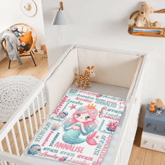 Free shipping✈️Custom Mermaid Blanket With Baby Names For Boys And Girls - OLESA