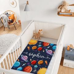 Free shipping✈️Custom Name Baby Blanket, Space Planets Galaxy Blanket - OLESA