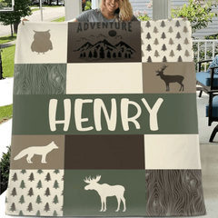 Free shipping✈️Customized Boy Names Nature Themed Baby Blanket, Great Birthday Gift - OLESA