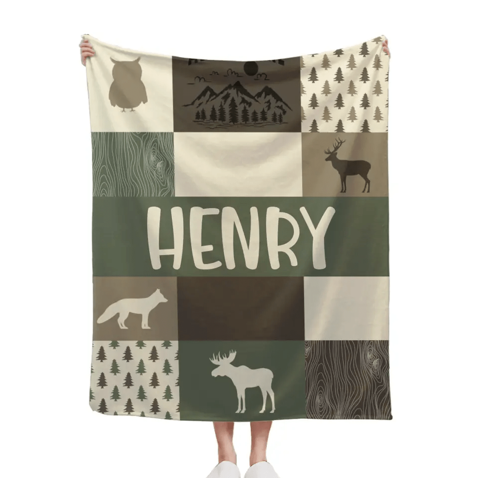 Free shipping✈️Customized Boy Names Nature Themed Baby Blanket, Great Birthday Gift - OLESA