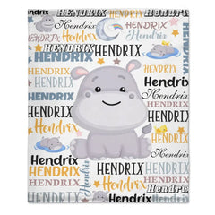 Free shipping✈️Customized Name Baby Hippopotamus Blanket For Boys Girls Babies - OLESA