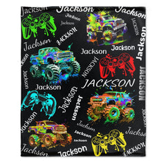 Free Shipping✈️Game Controller Truck Blanket, Gamer Gift for Kids Boys Teen Adults - OLESA