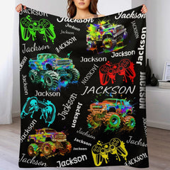 Free Shipping✈️Game Controller Truck Blanket, Gamer Gift for Kids Boys Teen Adults - OLESA