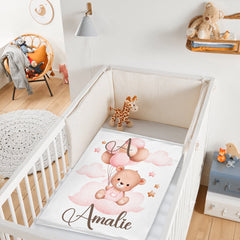 Free shipping✈️Personalized Balloon Bear Baby Name Blanket - OLESA