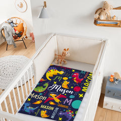 Free shipping✈️Personalized Outspace Dinosaur Blanket for Boys, Custom Name Blanket - OLESA