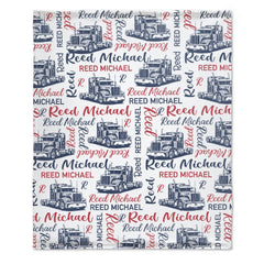 Free shipping✈️Personalized Semi Truck Baby Boy Blanket, Trucker Name Blanket - OLESA