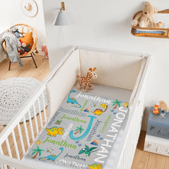 Free Shipping✈️Personalized Watercolor Dinosaur Blanket - OLESA