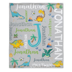Free Shipping✈️Personalized Watercolor Dinosaur Blanket - OLESA