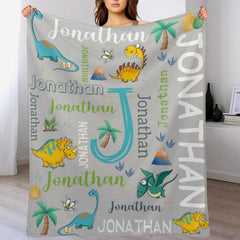 Free Shipping✈️Personalized Watercolor Dinosaur Blanket - OLESA