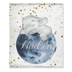 Free Shipping✈️Sleeping Elephant Name Customized Kids Blanket Gift for Boys and Girls - OLESA