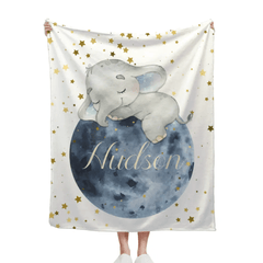Free Shipping✈️Sleeping Elephant Name Customized Kids Blanket Gift for Boys and Girls - OLESA