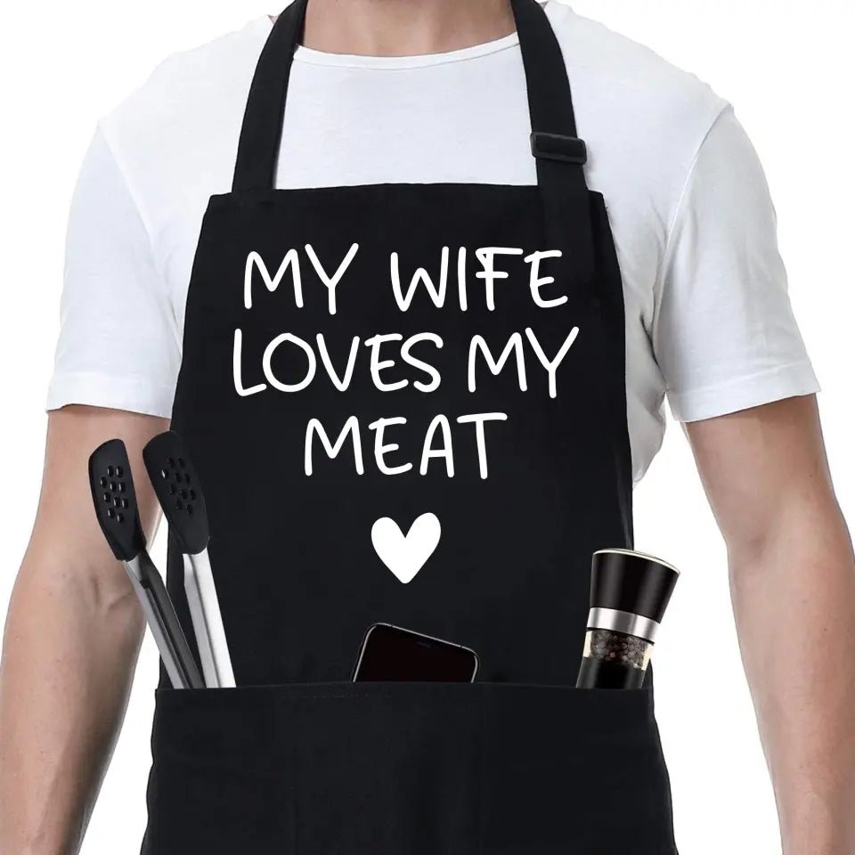Funny Husband Apron - Men's Naughty Anniversary, Fathers Day, Birthday Gifts - Husband Gifts from Wife - OLESA