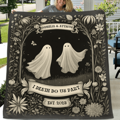 👻Ghost Couple 'Till Death Do Us Part' - Personalized Blanket - Spooky Halloween Gifts/Anniversary Gifts - OLESA