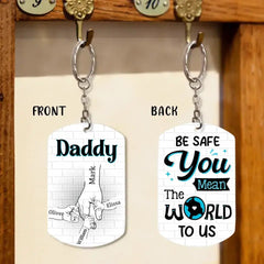 Gift For Dad - Be Safe Kids Holding Hands Stainless Steel Keychain - OLESA