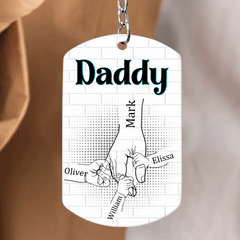 Gift For Dad - Be Safe Kids Holding Hands Stainless Steel Keychain - OLESA