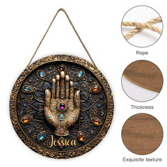 Gold Agate Customized Door Plate - Personalized Name Wooden Sign - Demonstrate Noble - OLESA