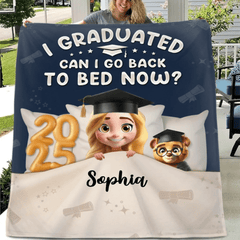 Graduated Can I Go Back To Bed Now - Personalized Blanket - OLESA