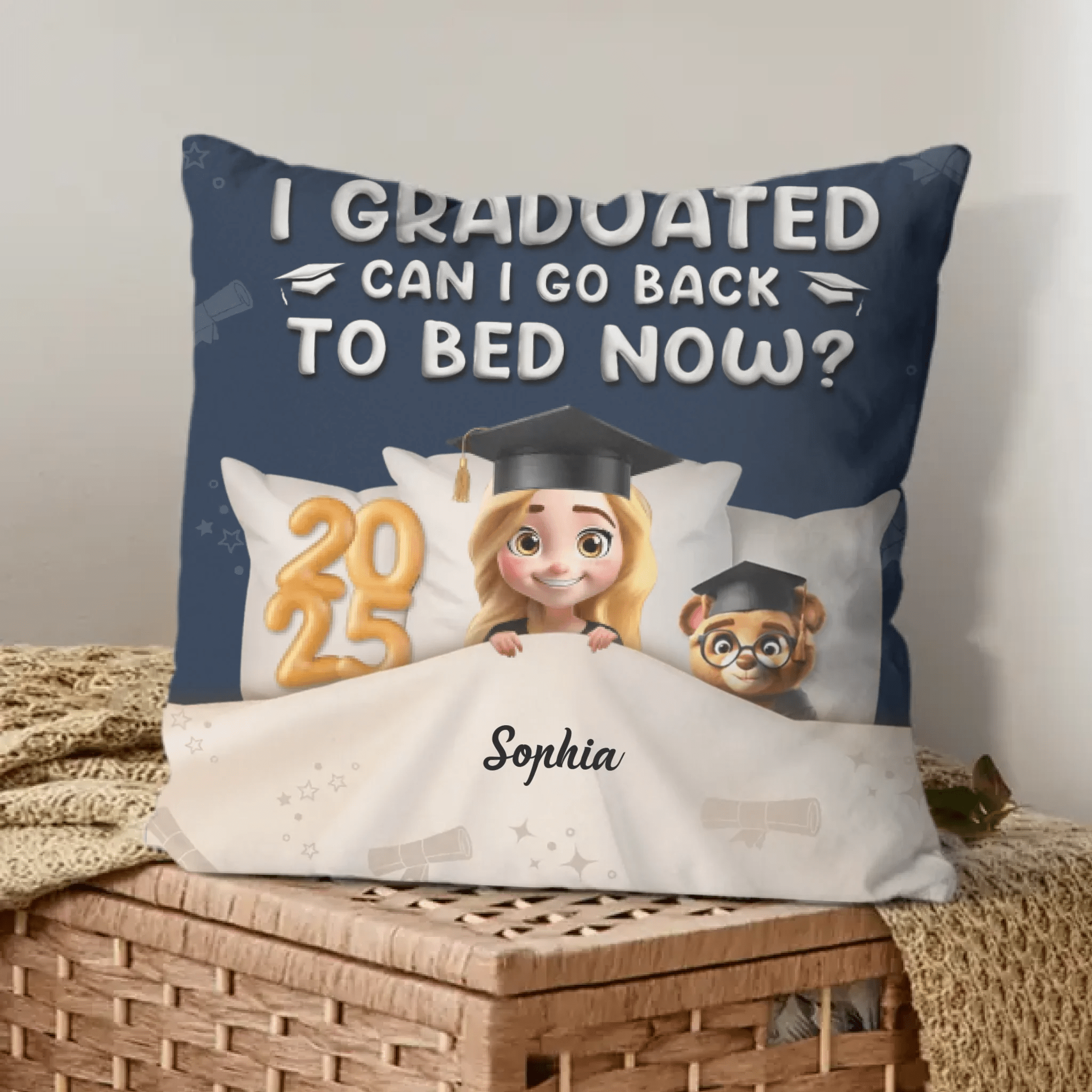 Graduated Can I Go Back To Bed Now - Personalized Pillow - OLESA