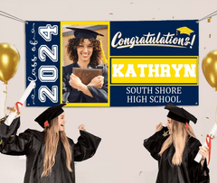 Graduation Banner 2024 Personalized - Your Own School Colors, Message - OLESA