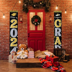 Graduation Decorations 2024 GRAD Flash Banner Porch Door Sign - OLESA