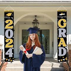Graduation Decorations 2024 GRAD Flash Banner Porch Door Sign - OLESA