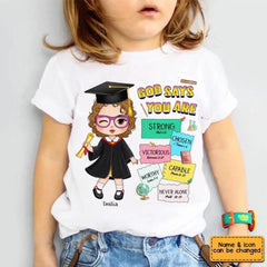 Graduation God Says I Am Kid T Shirt - OLESA