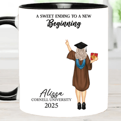 Graduation Mug A Sweet Ending To A New Beginning - Personalized Mug - OLESA
