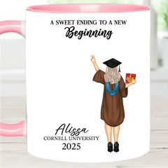Graduation Mug A Sweet Ending To A New Beginning - Personalized Mug - OLESA