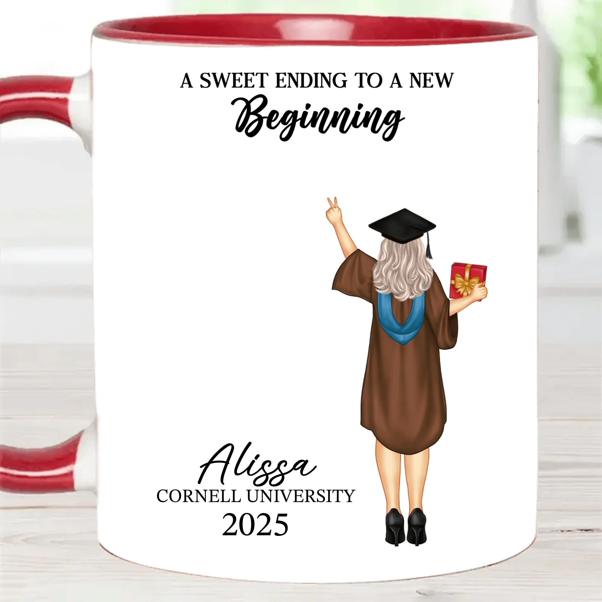 Graduation Mug A Sweet Ending To A New Beginning - Personalized Mug - OLESA