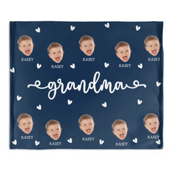 Grandma Custom Kid Face - Personalized Photo Wearable Blanket - OLESA