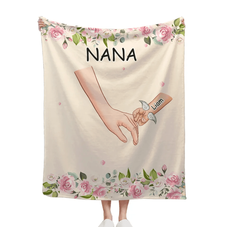 Grandma Hold Grandkids' Hands - Personalized Blanket - OLESA