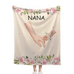 Grandma Hold Grandkids' Hands - Personalized Blanket - OLESA
